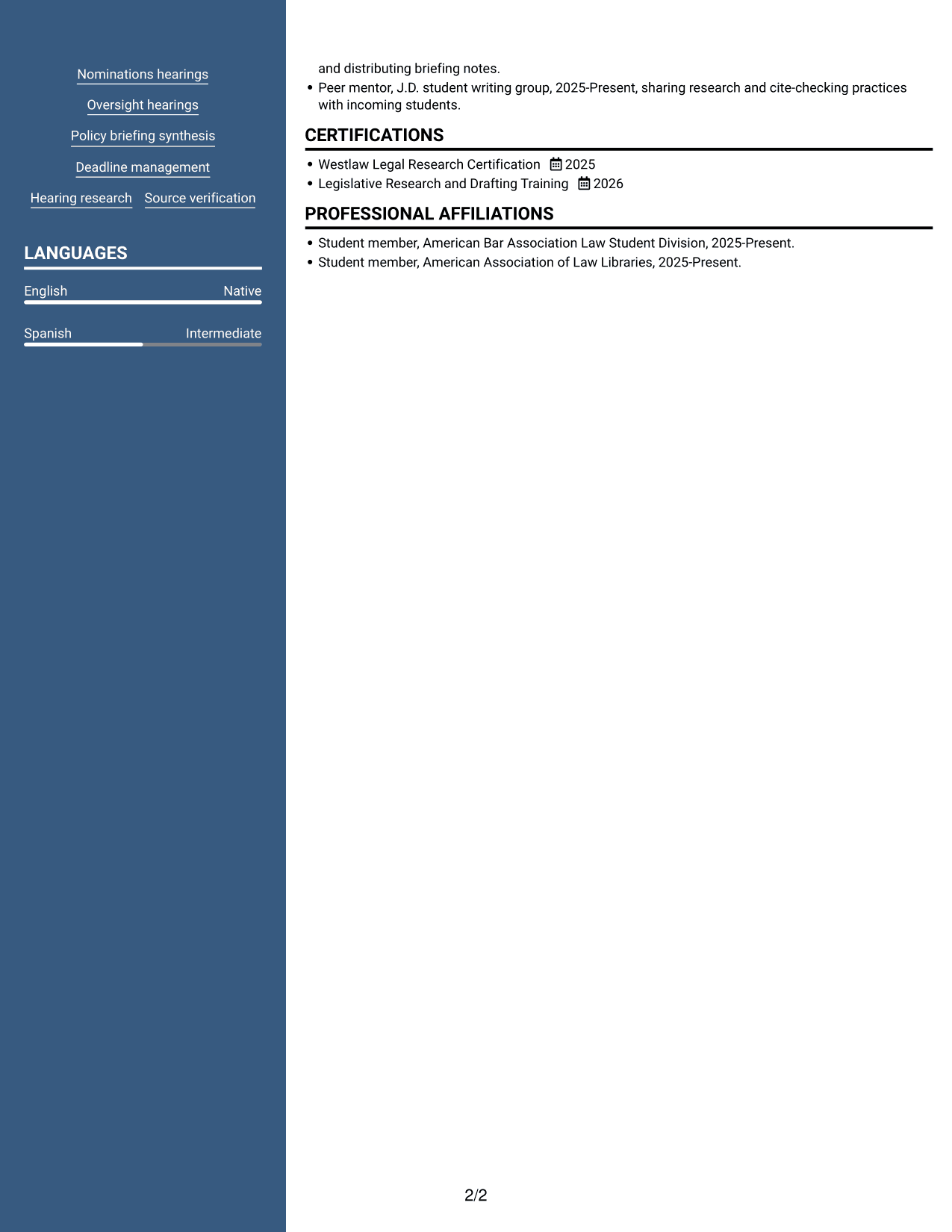 Resume example — page 2