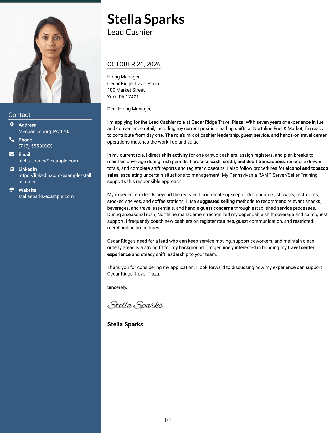 Cover letter example — page 1