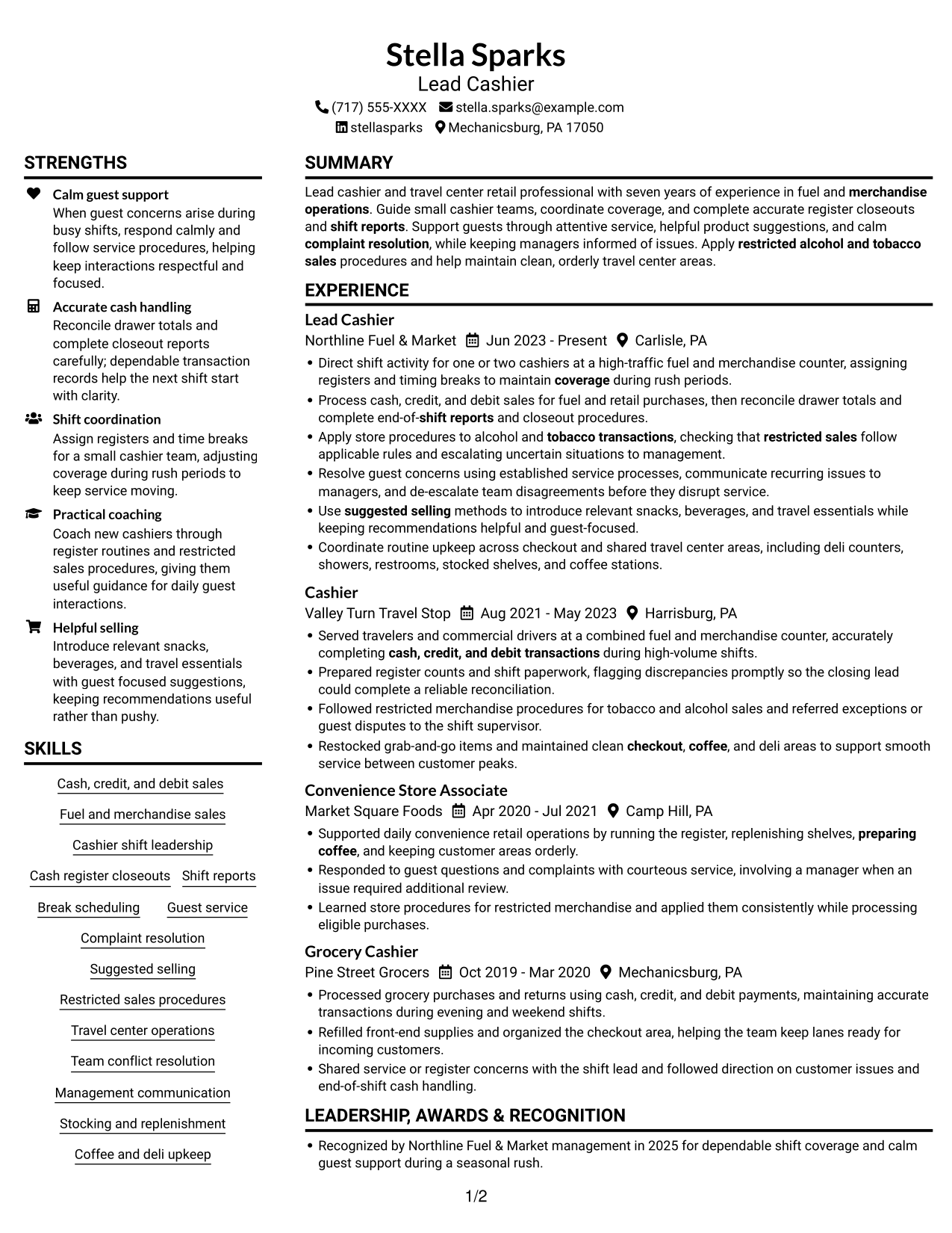 Resume example — page 1