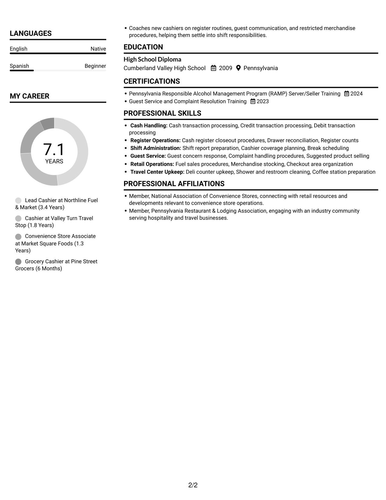 Resume example — page 2