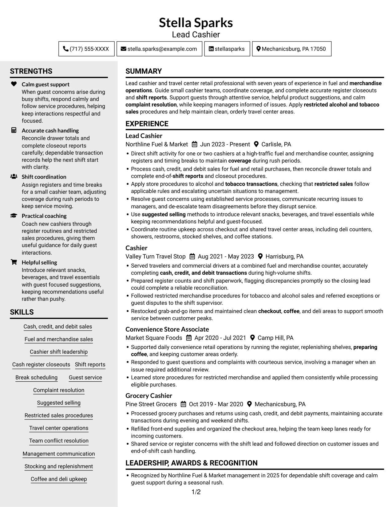 Resume example — page 1