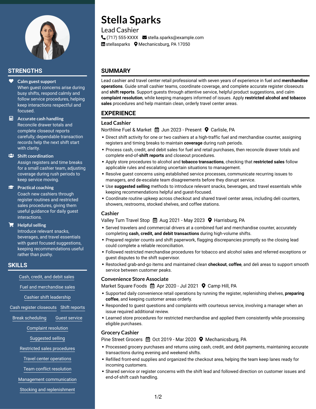Resume example — page 1