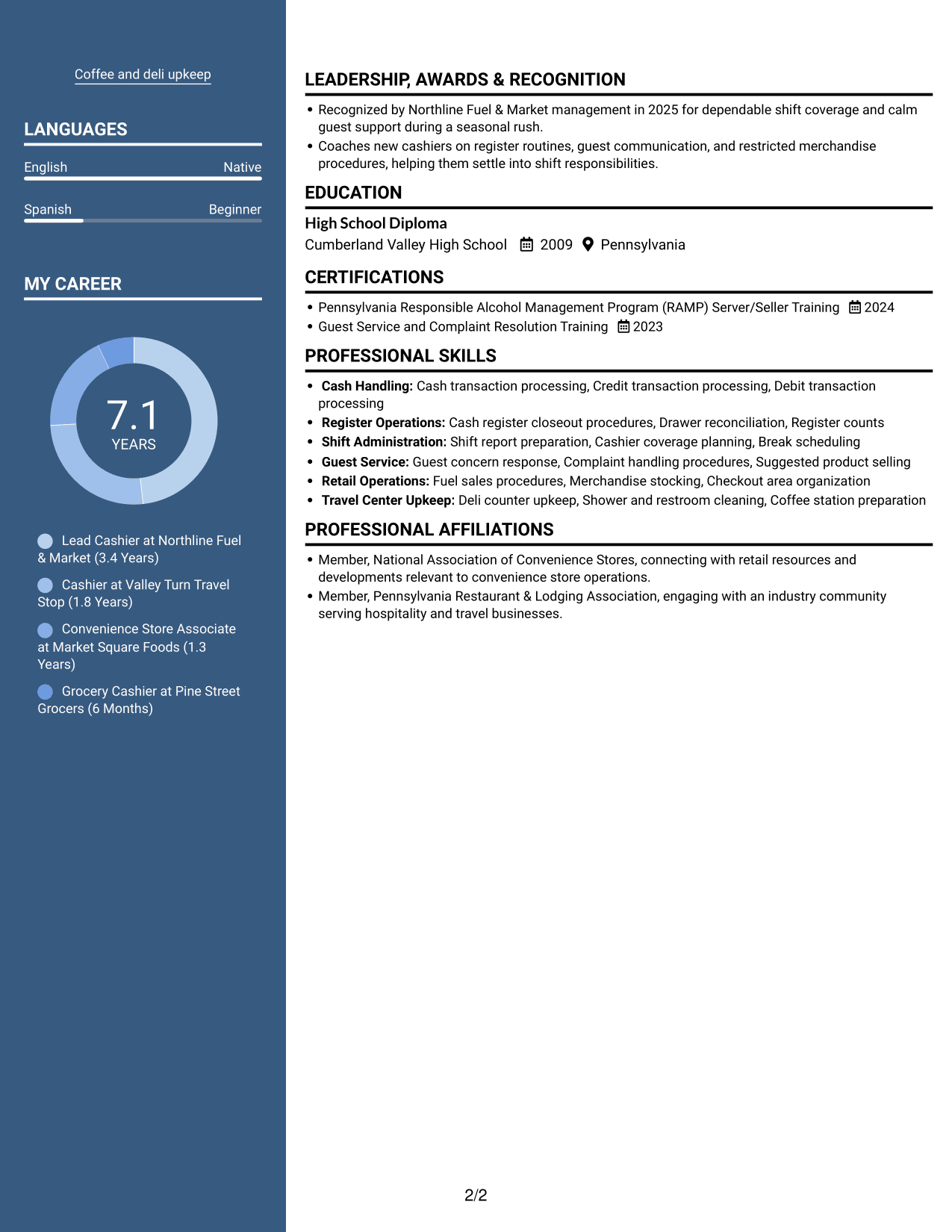 Resume example — page 2