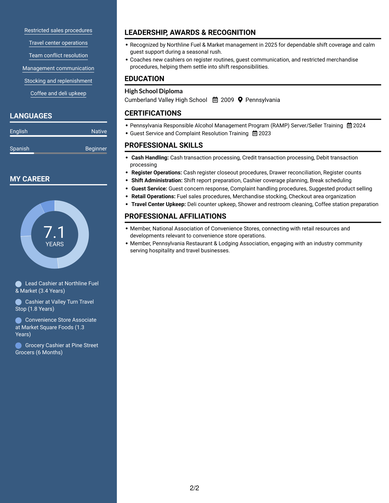 Resume example — page 2