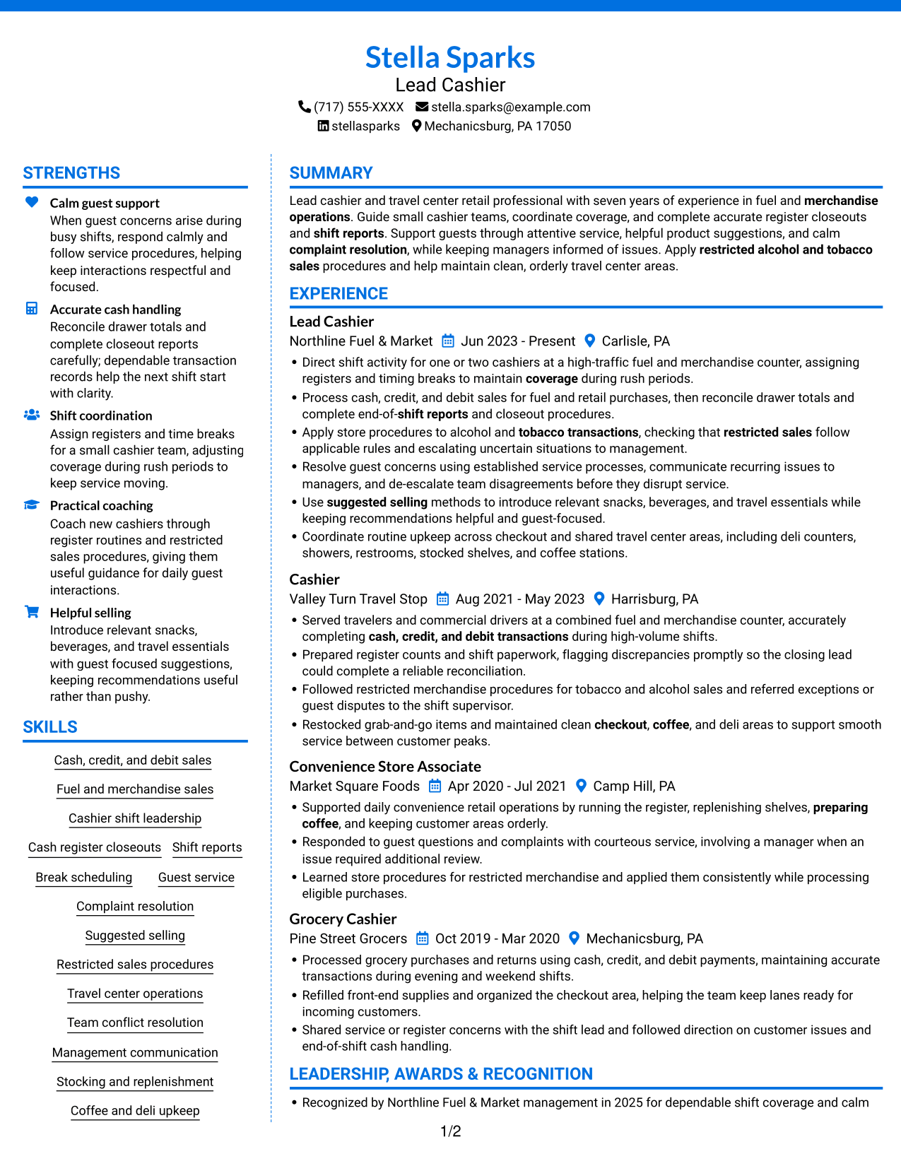 Resume example — page 1