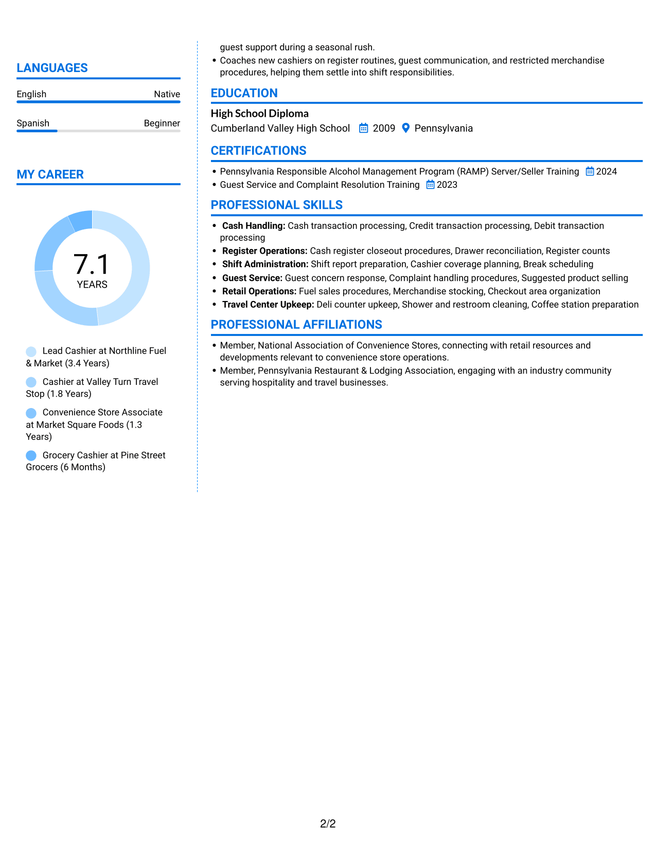 Resume example — page 2
