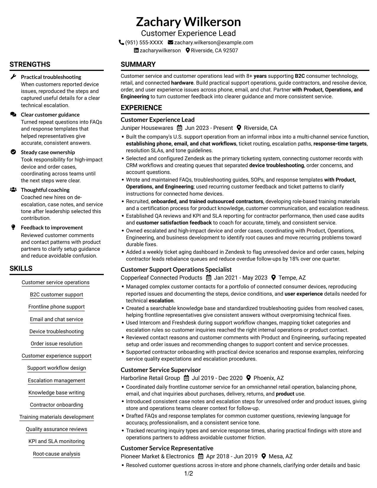 Resume example — page 1