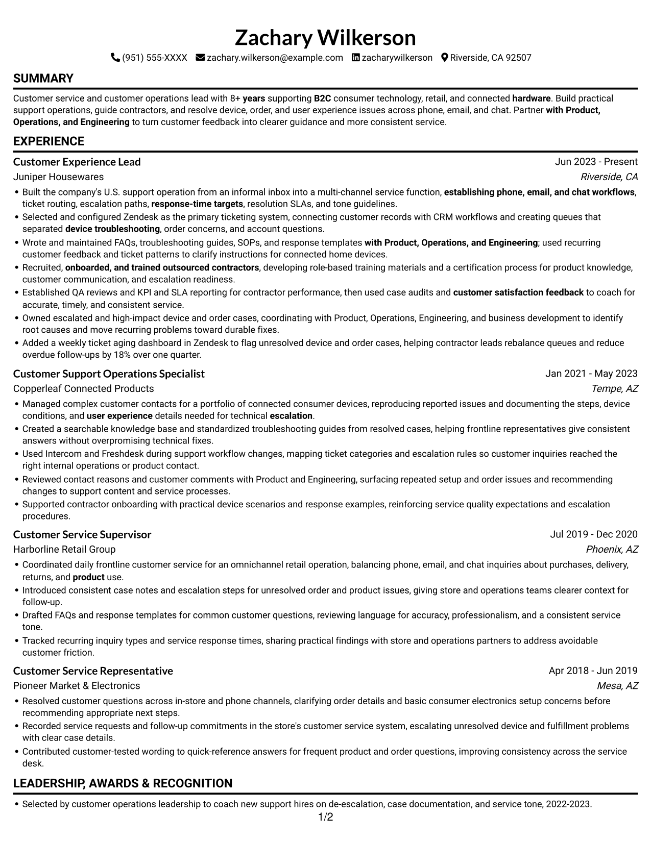Resume example — page 1