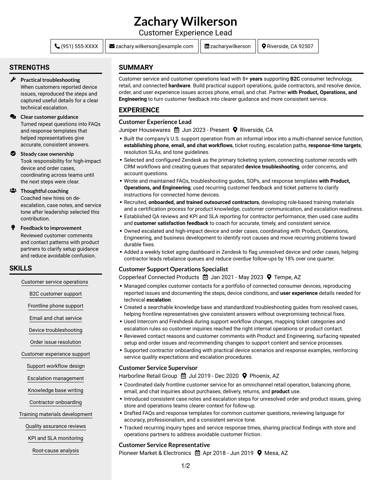 Resume example — page 1