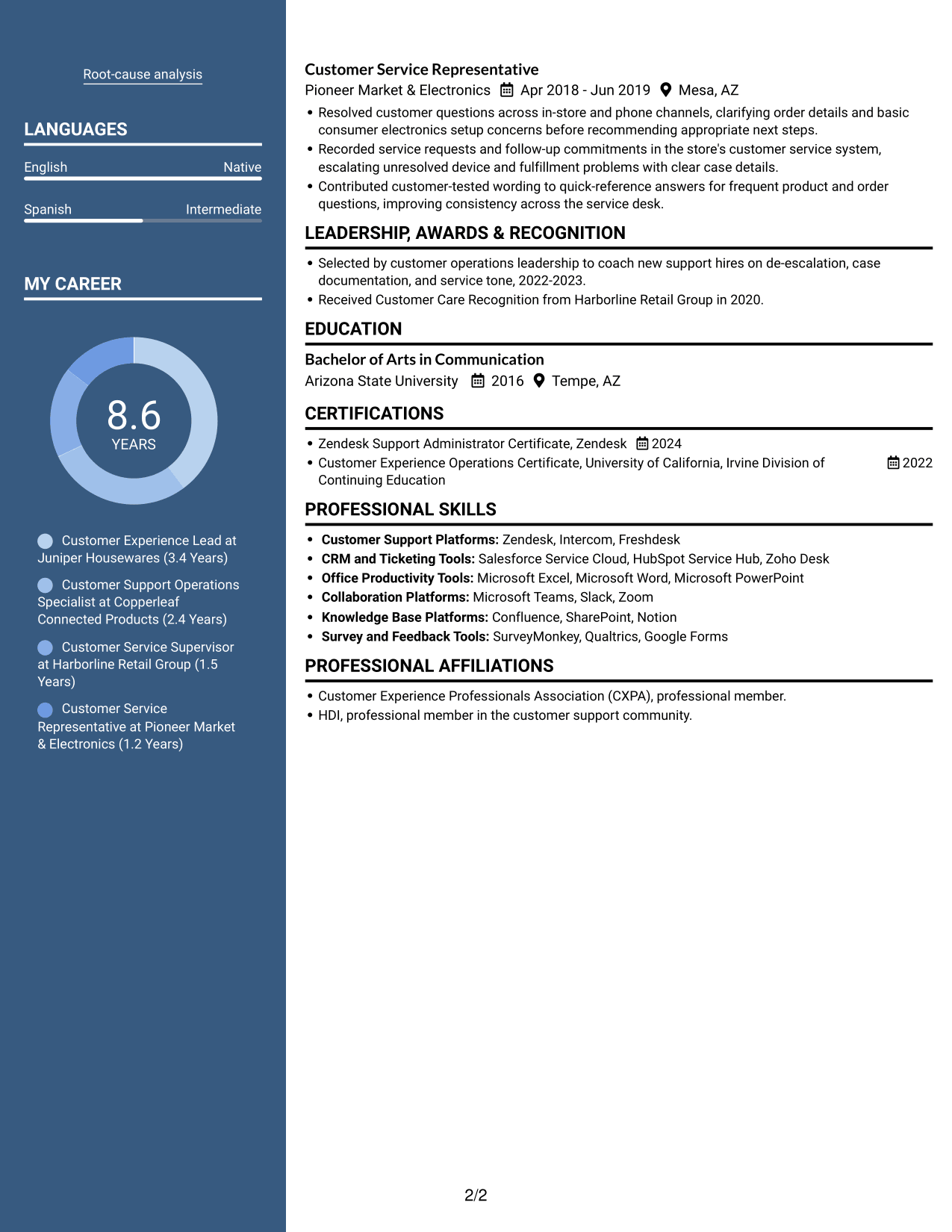 Resume example — page 2