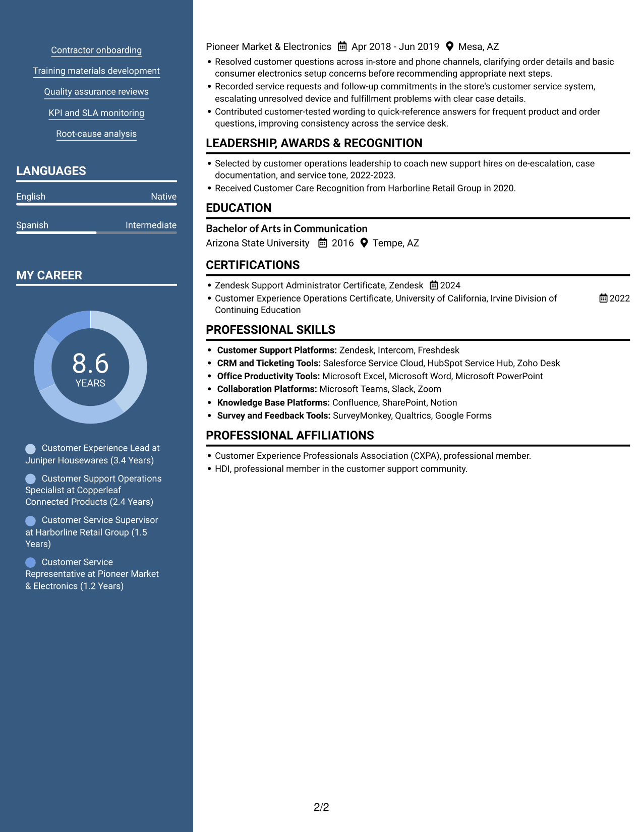 Resume example — page 2