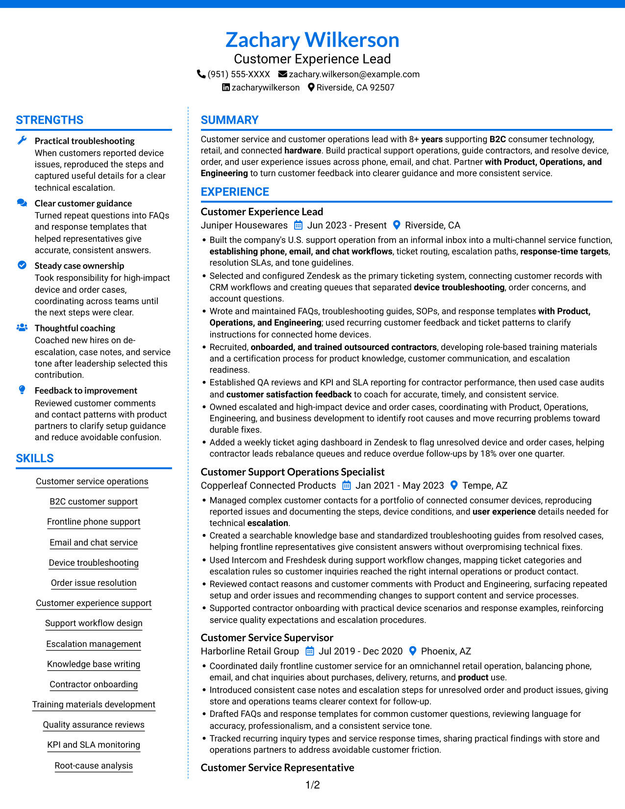 Resume example — page 1