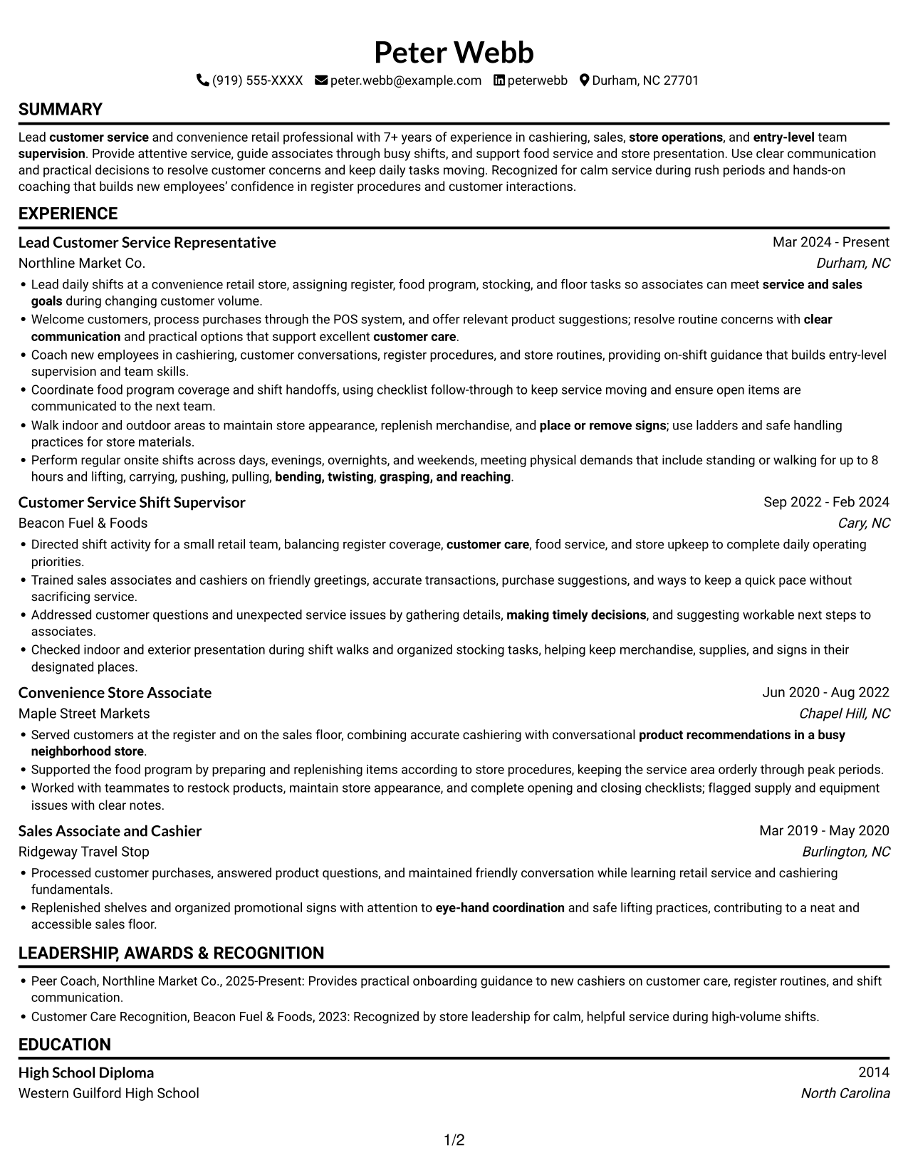 Resume example — page 1