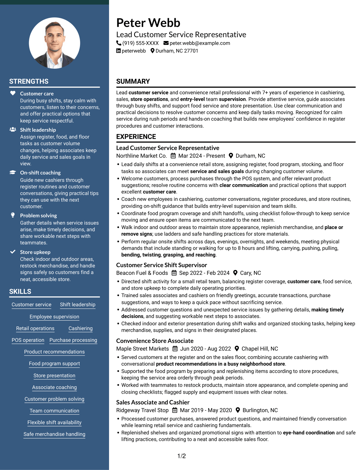 Resume example — page 1