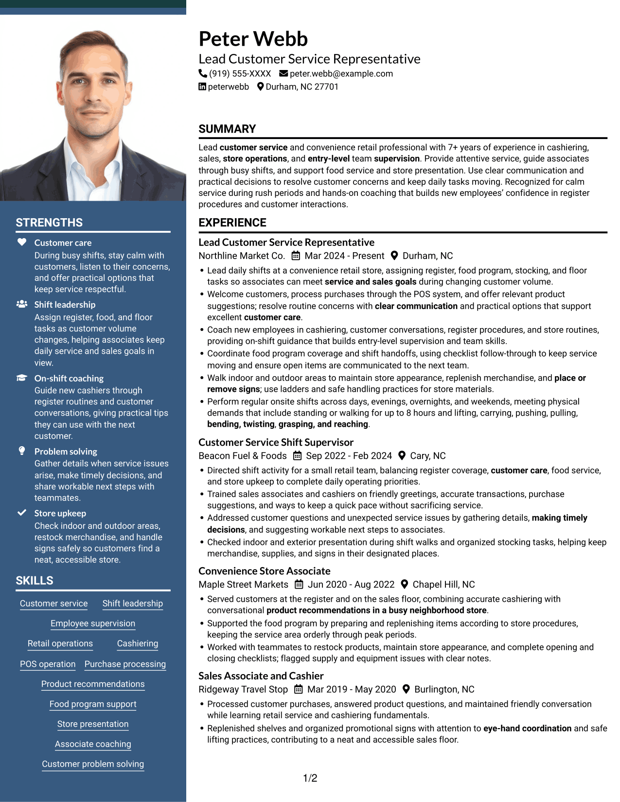 Resume example — page 1