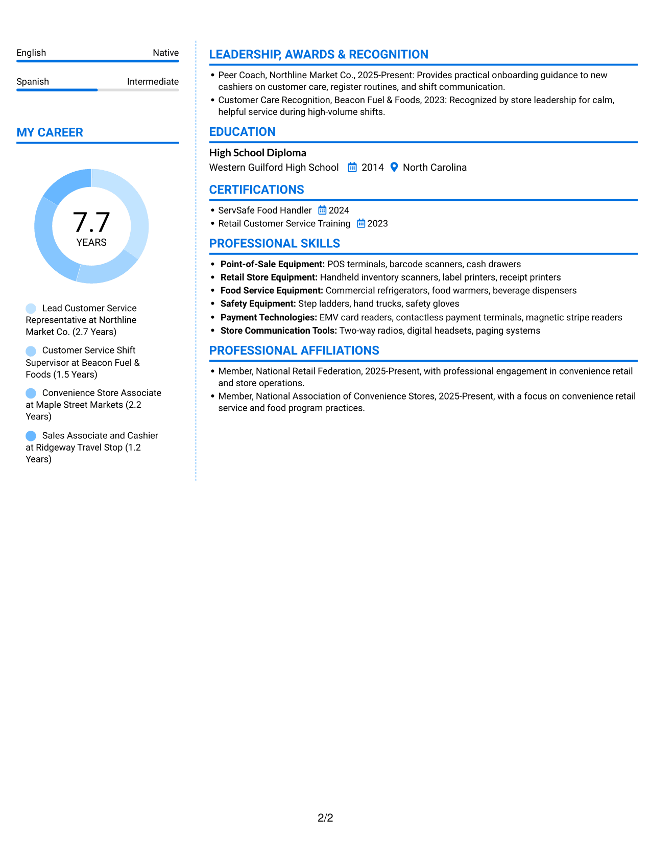 Resume example — page 2
