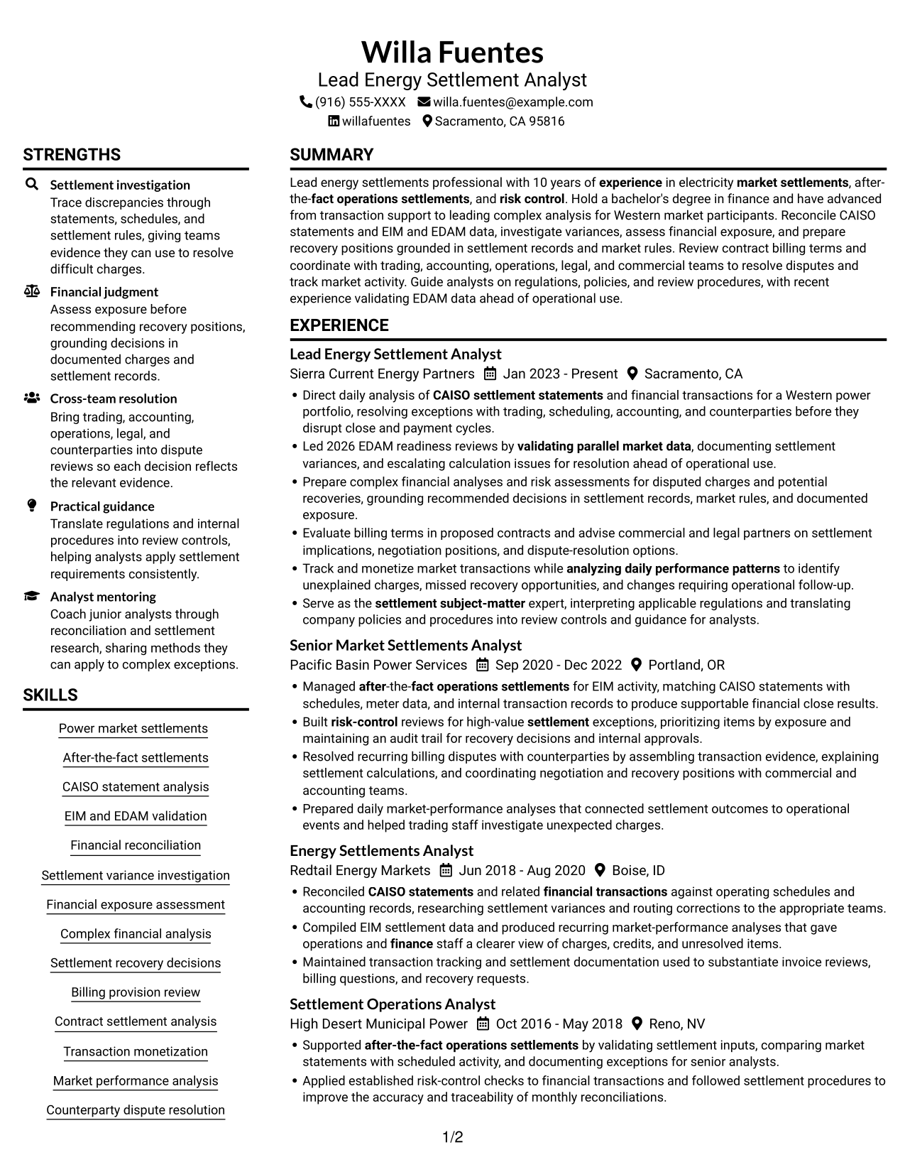 Resume example — page 1