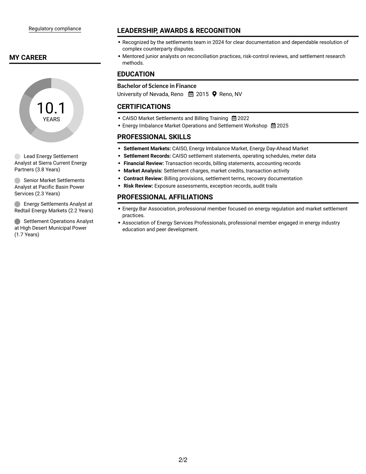 Resume example — page 2