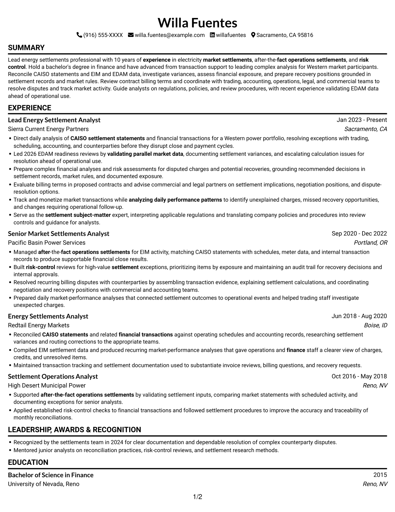 Resume example — page 1