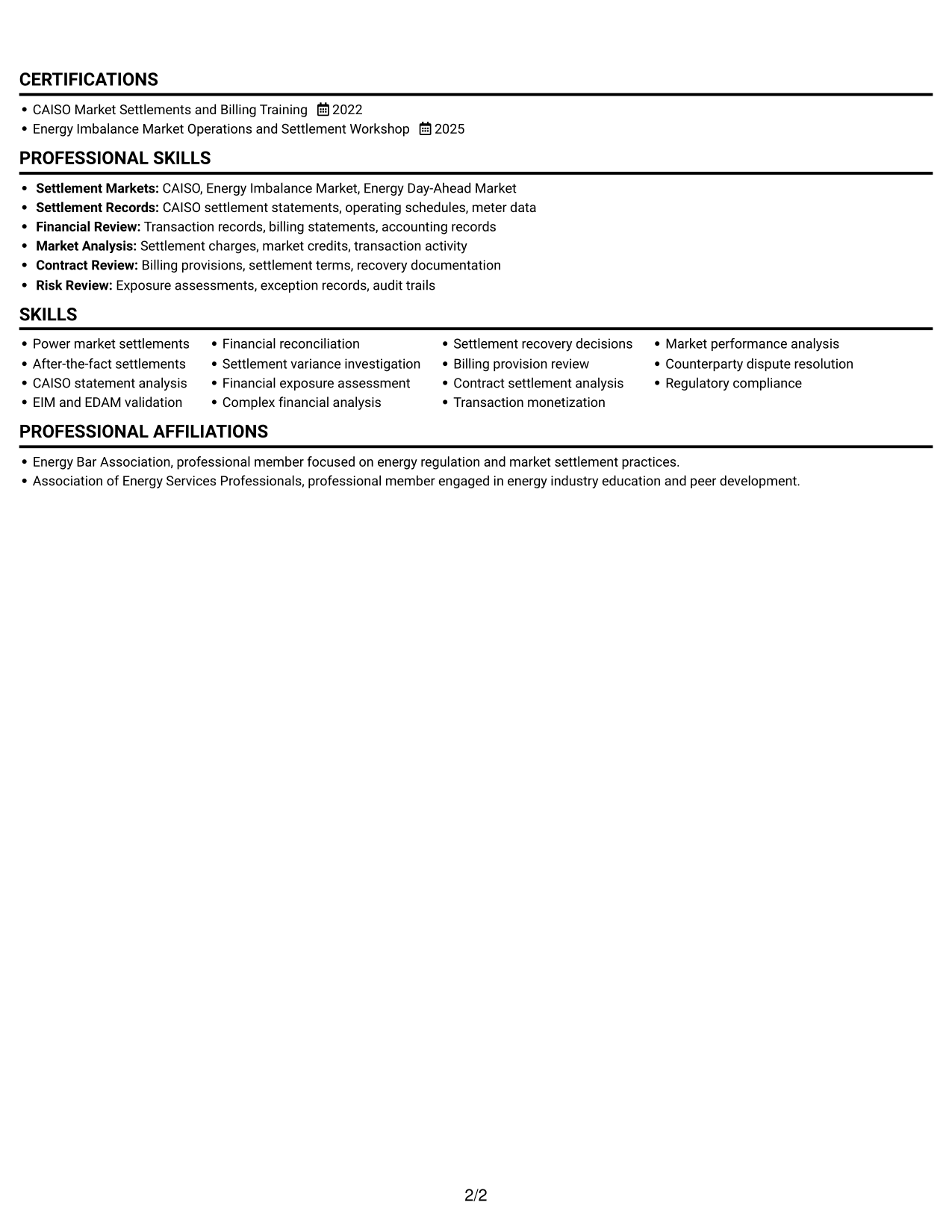 Resume example — page 2
