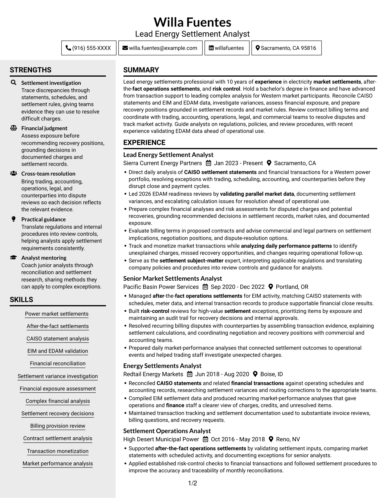 Resume example — page 1