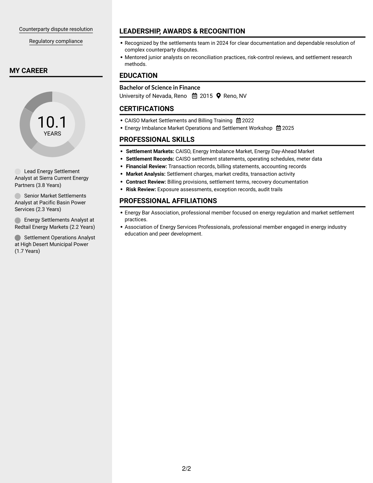 Resume example — page 2