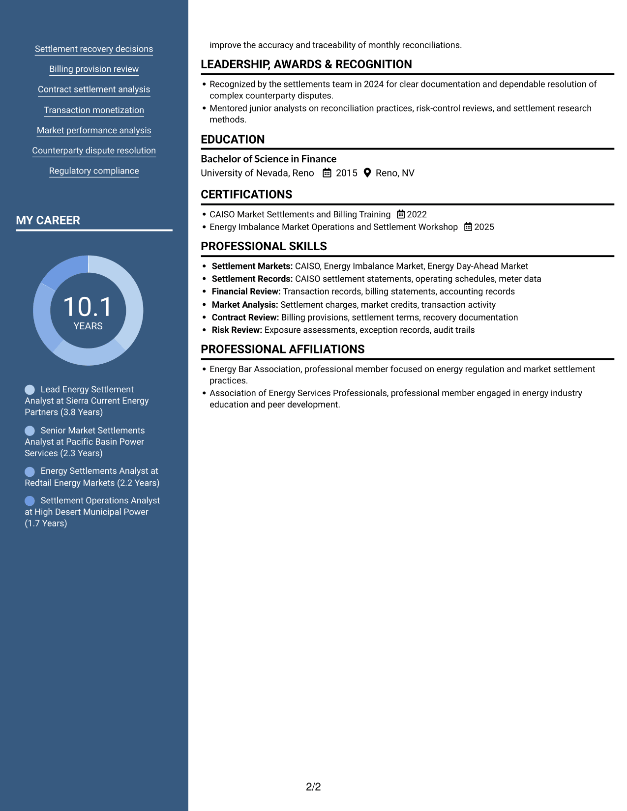 Resume example — page 2