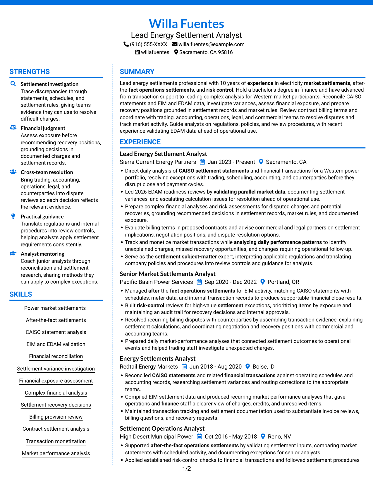 Resume example — page 1