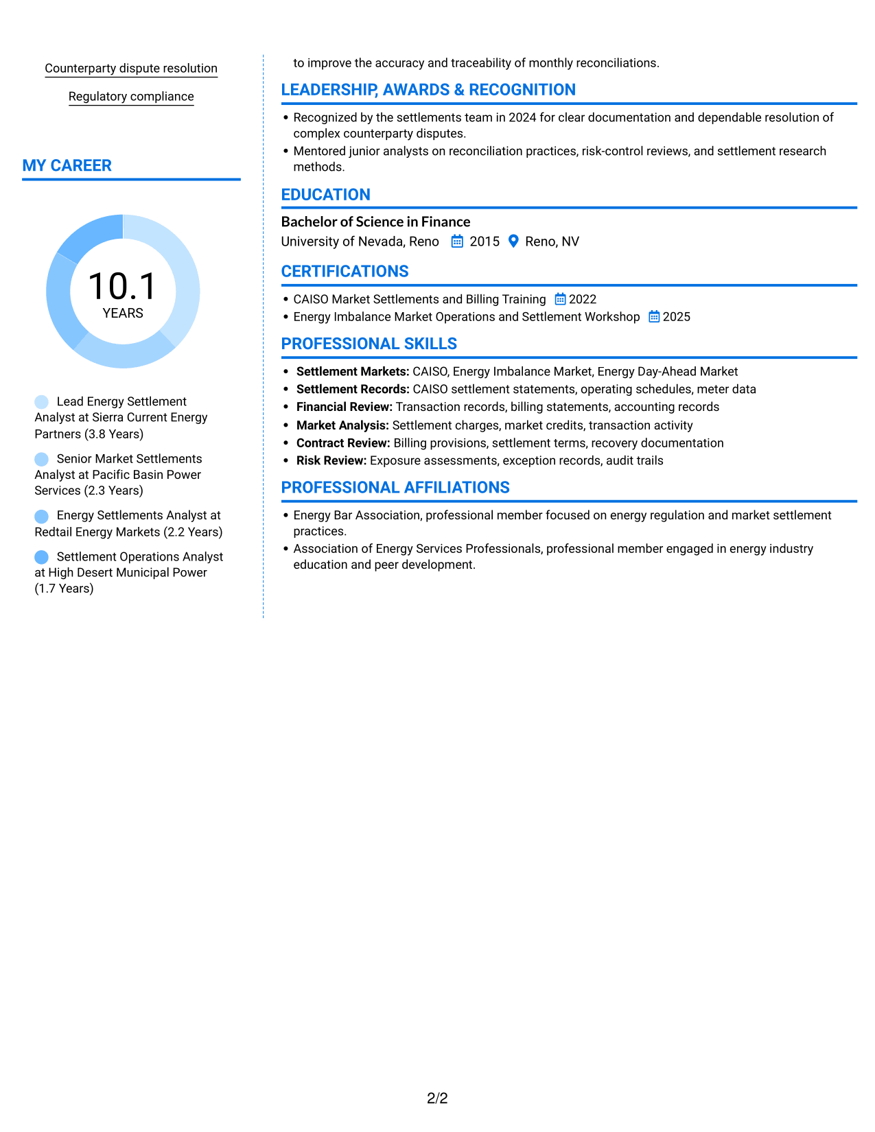 Resume example — page 2