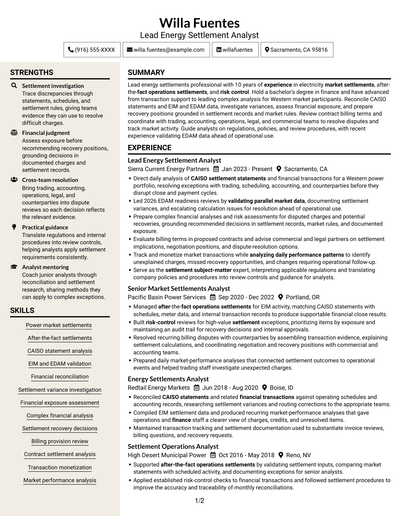 Resume example — page 1