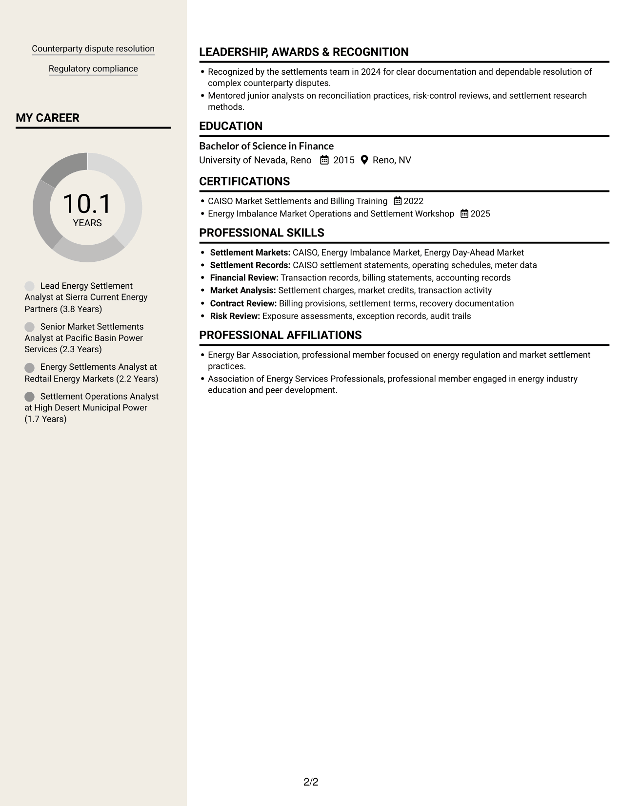 Resume example — page 2
