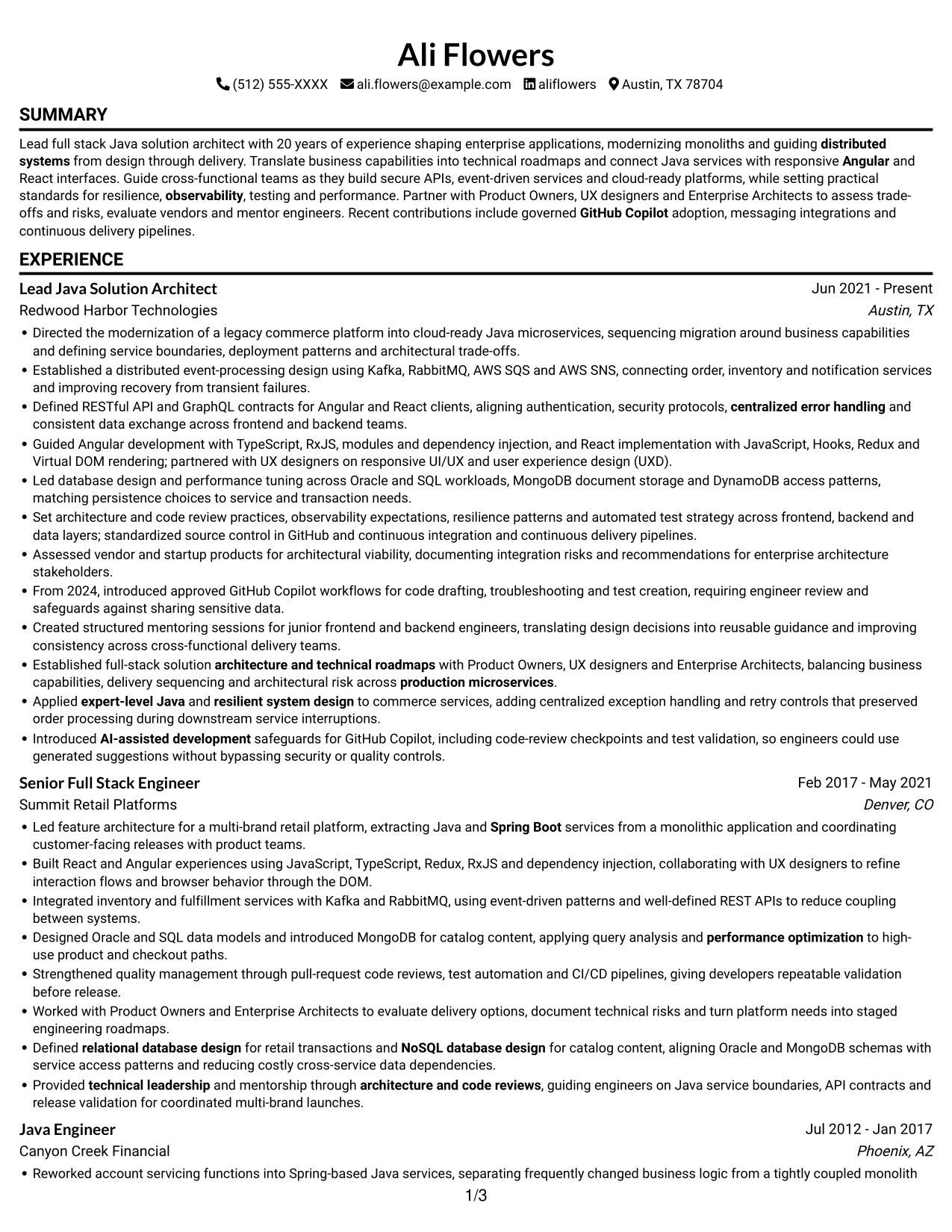 Resume example — page 1