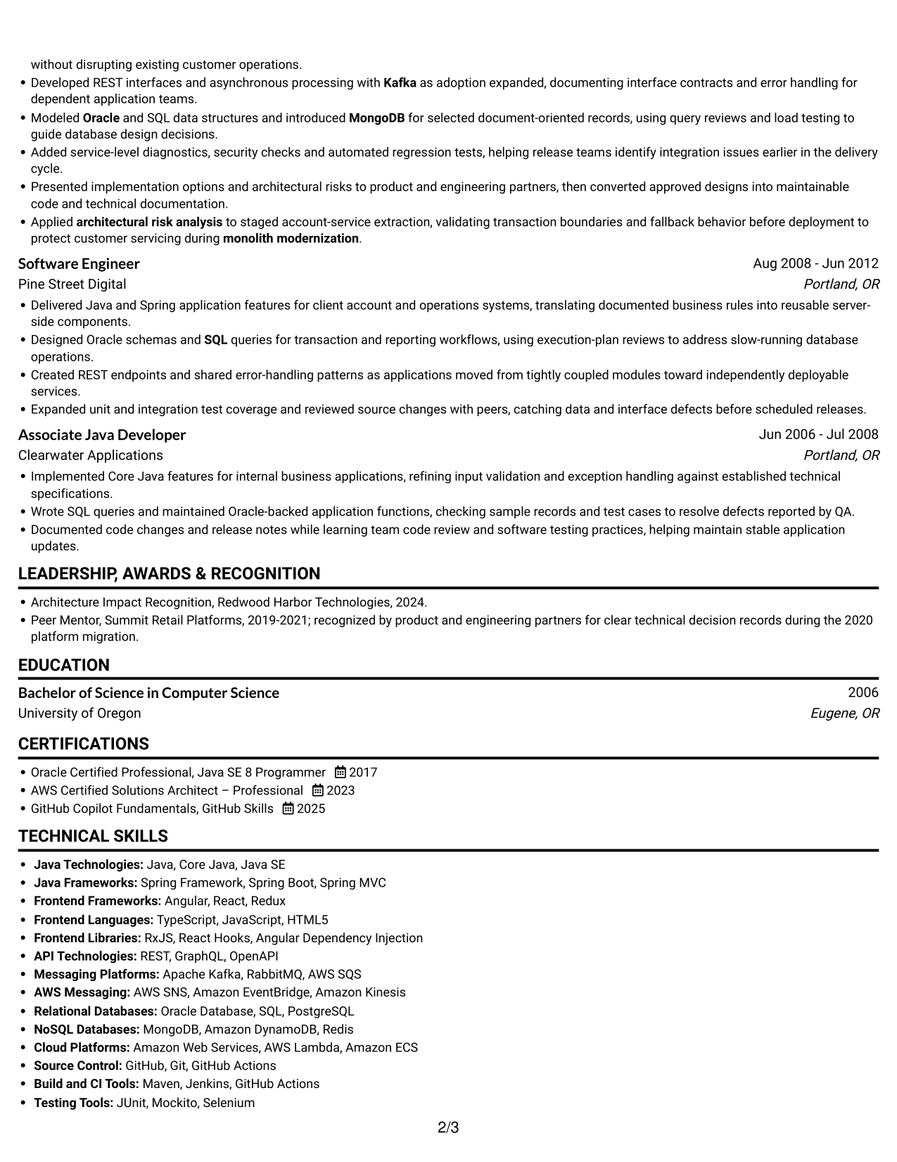 Resume example — page 2