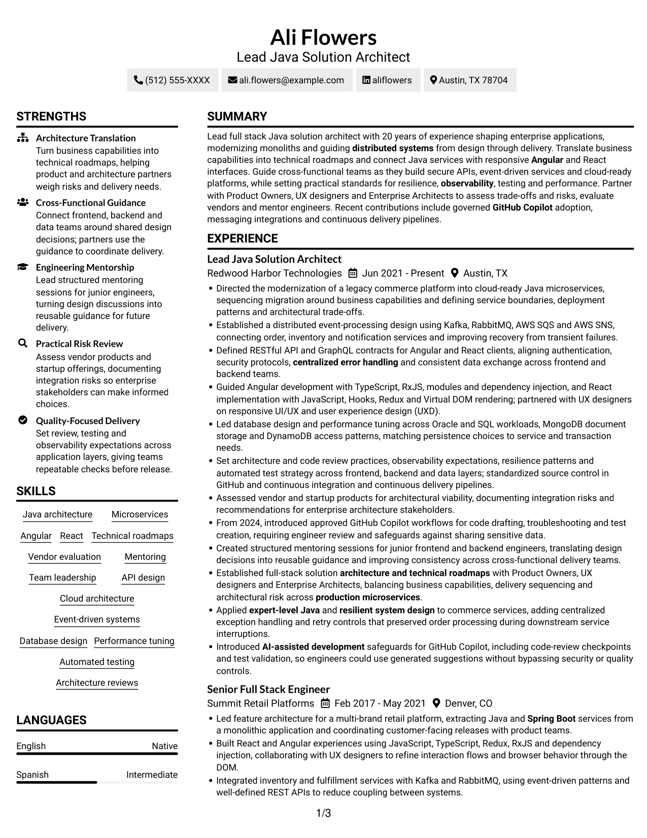 Resume example — page 1