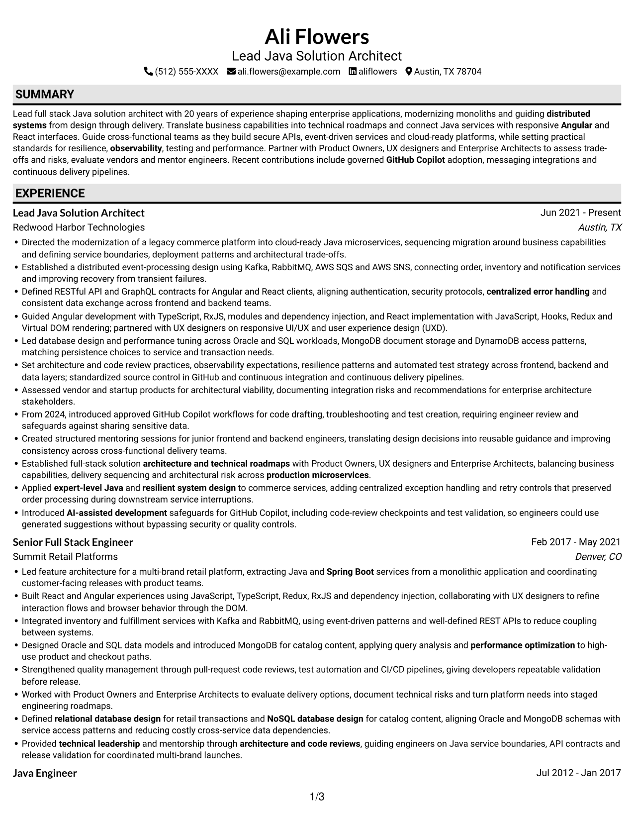 Resume example — page 1