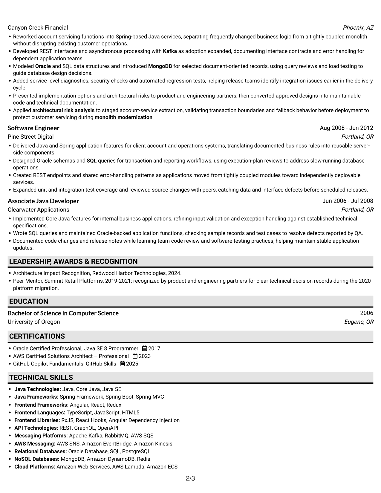 Resume example — page 2