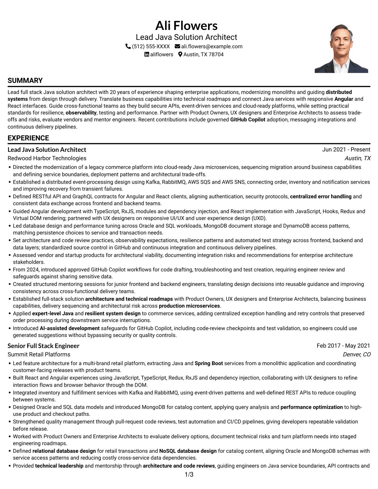 Resume example — page 1