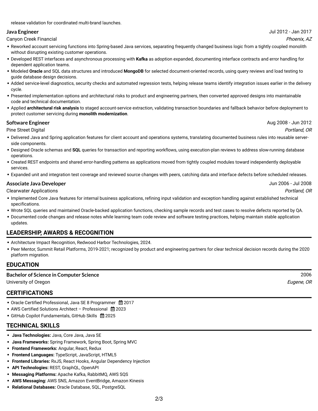Resume example — page 2