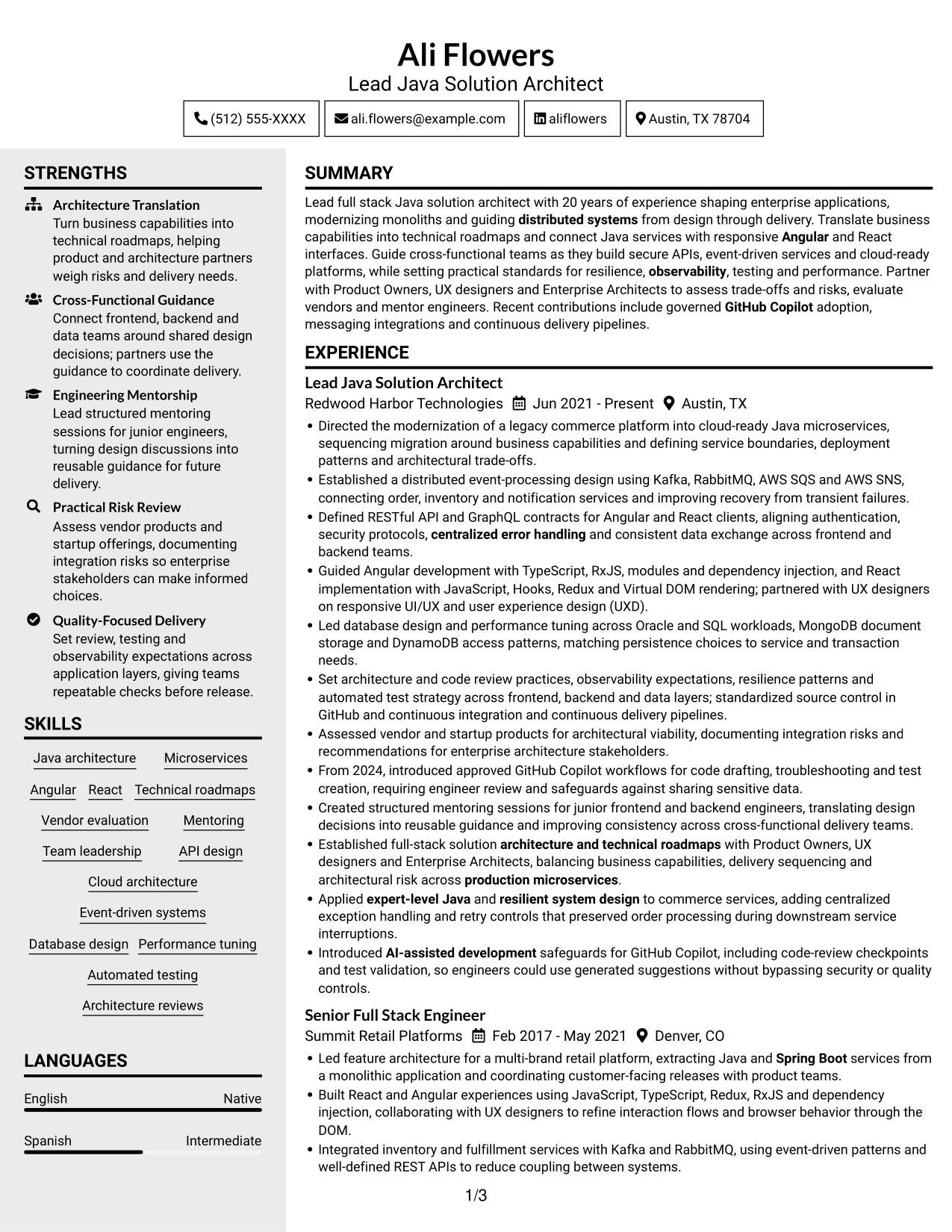 Resume example — page 1