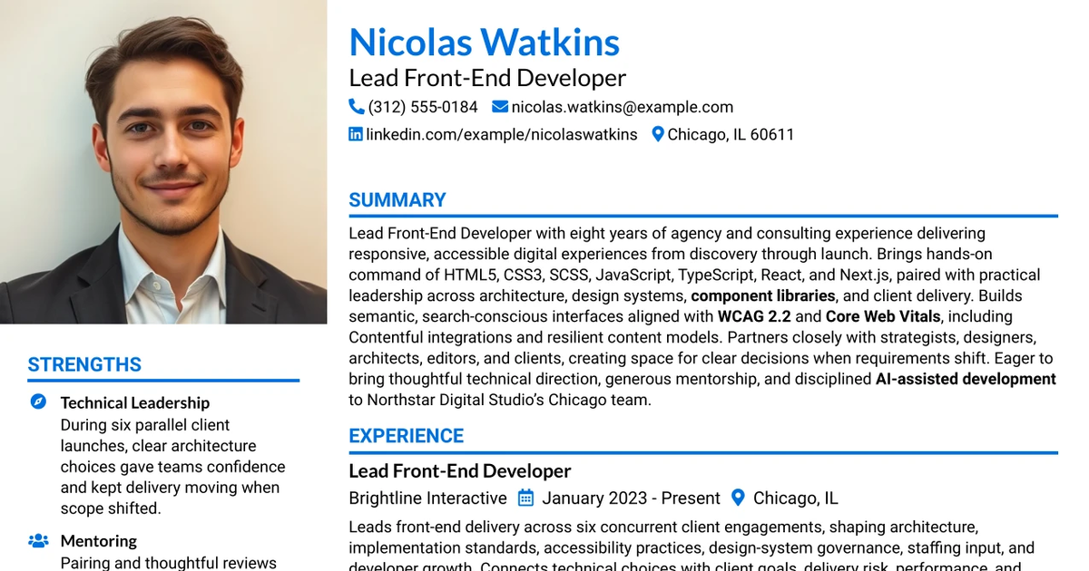 33 Lead JavaScript Frontend Developer Resume Templates with Example 2026 (ATS-Optimized)