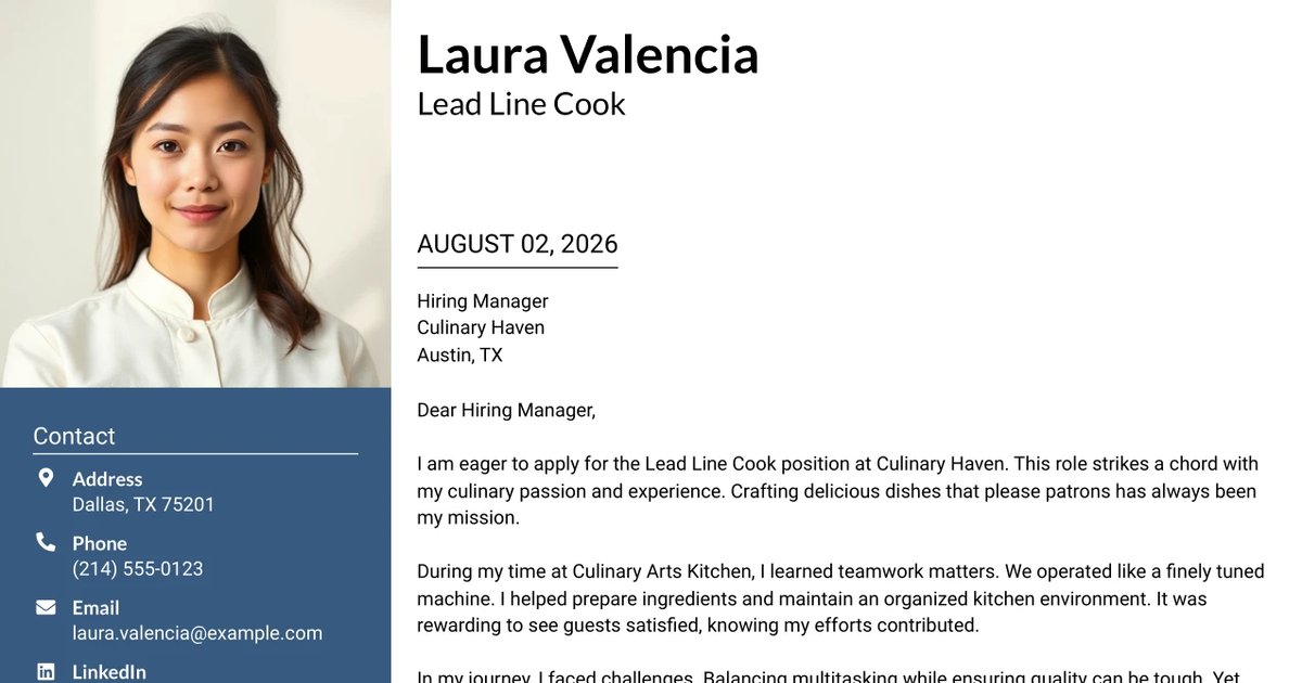 30+ Lead Line Cook Cover Letter Templates with Example 2026