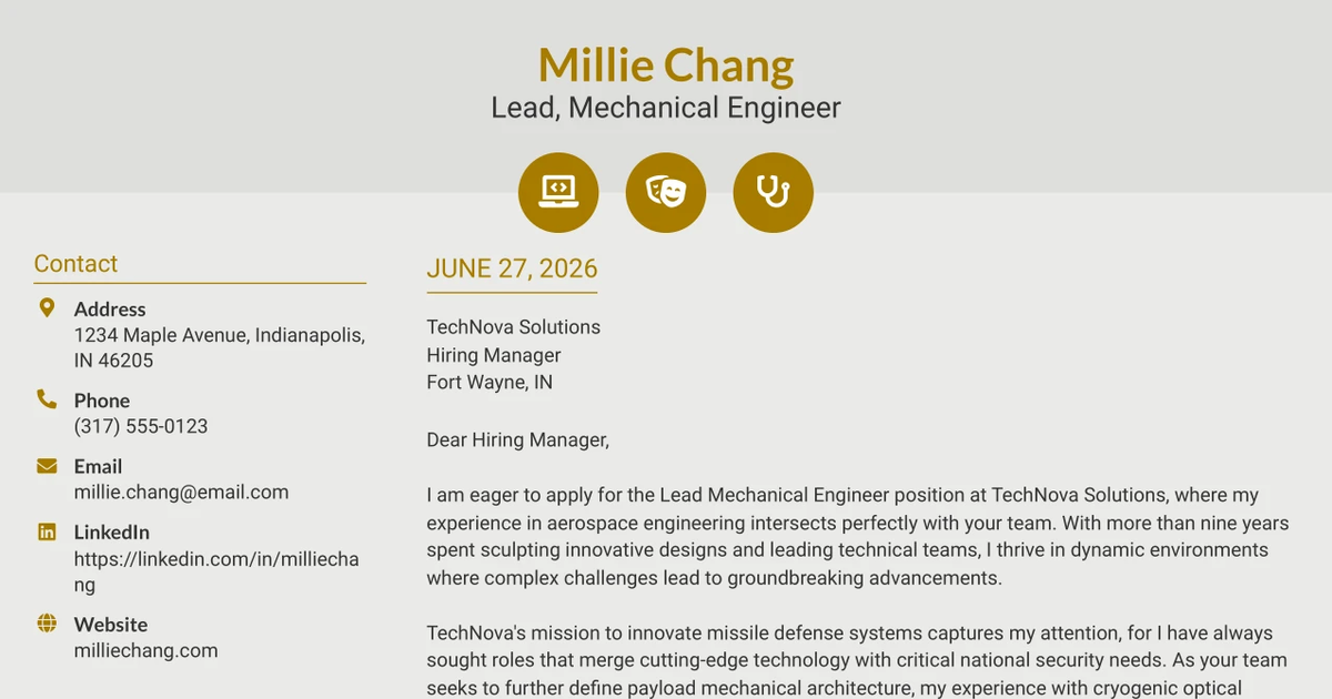 30+ Lead, Mechanical Engineer Cover Letter Templates with Example 2026