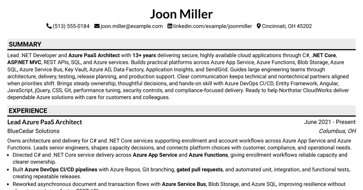 33 Lead .NET Developer Resume Templates with Example 2026 (ATS-Optimized)