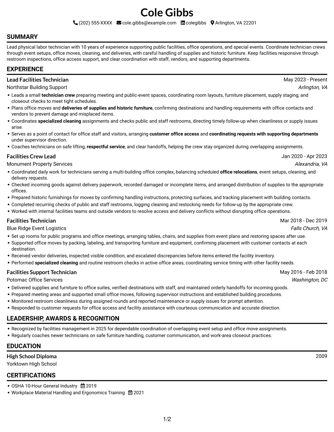 Resume example — page 1