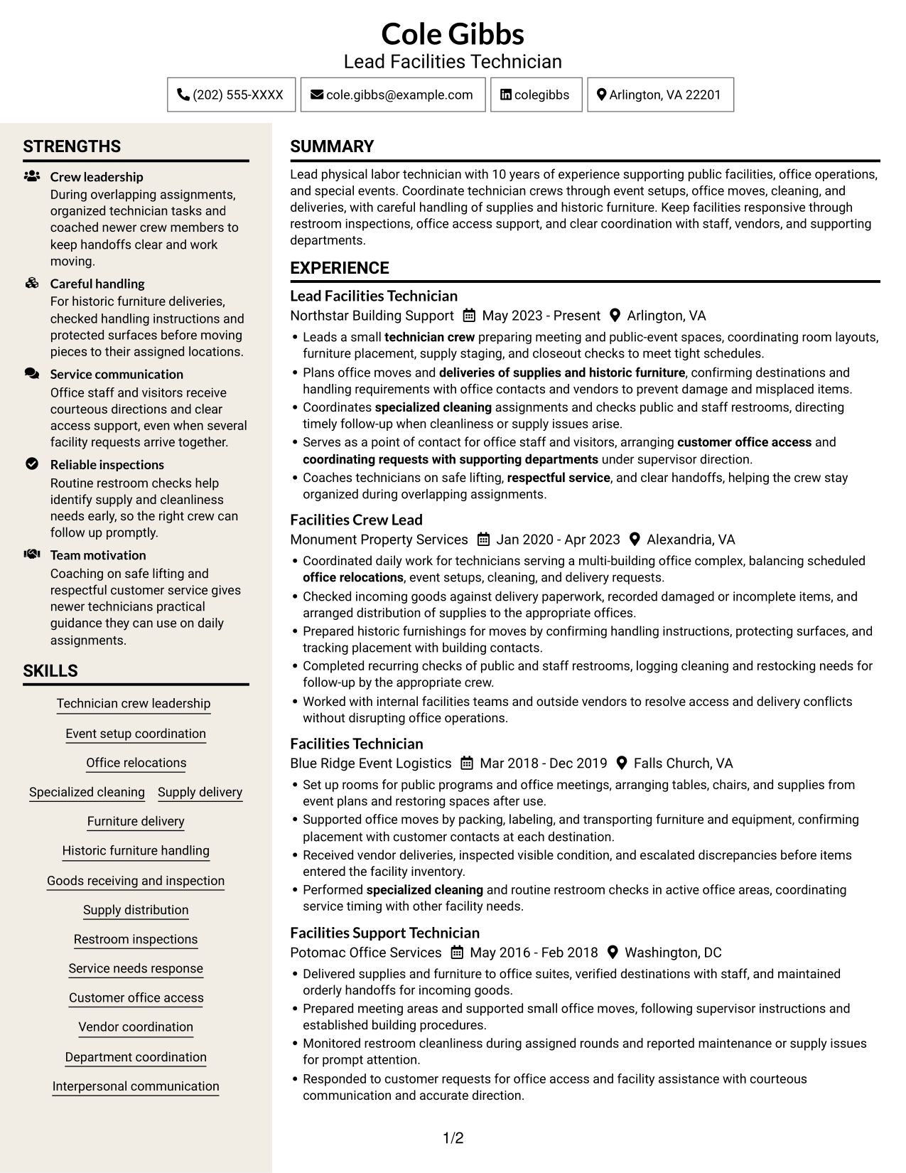 Resume example — page 1