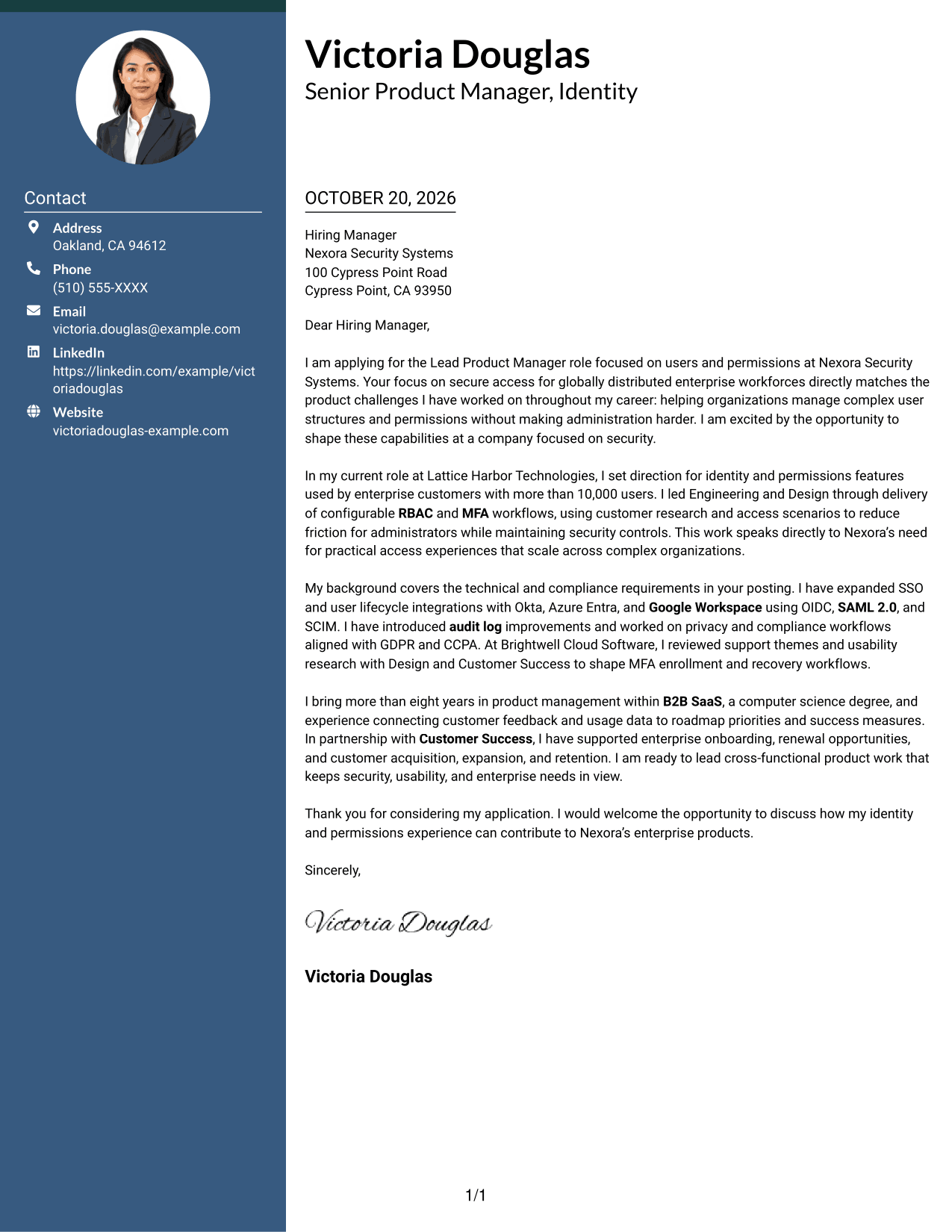 Cover letter example — page 1