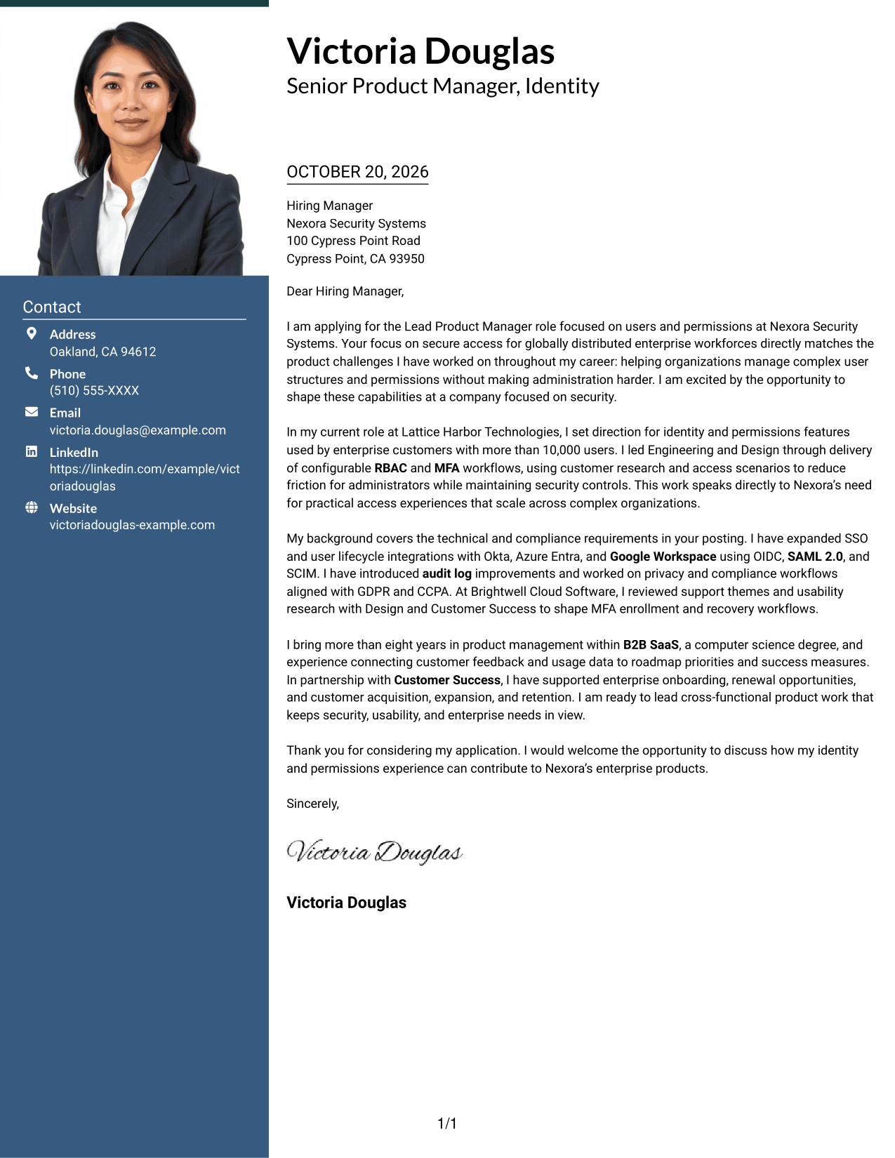 Cover letter example — page 1