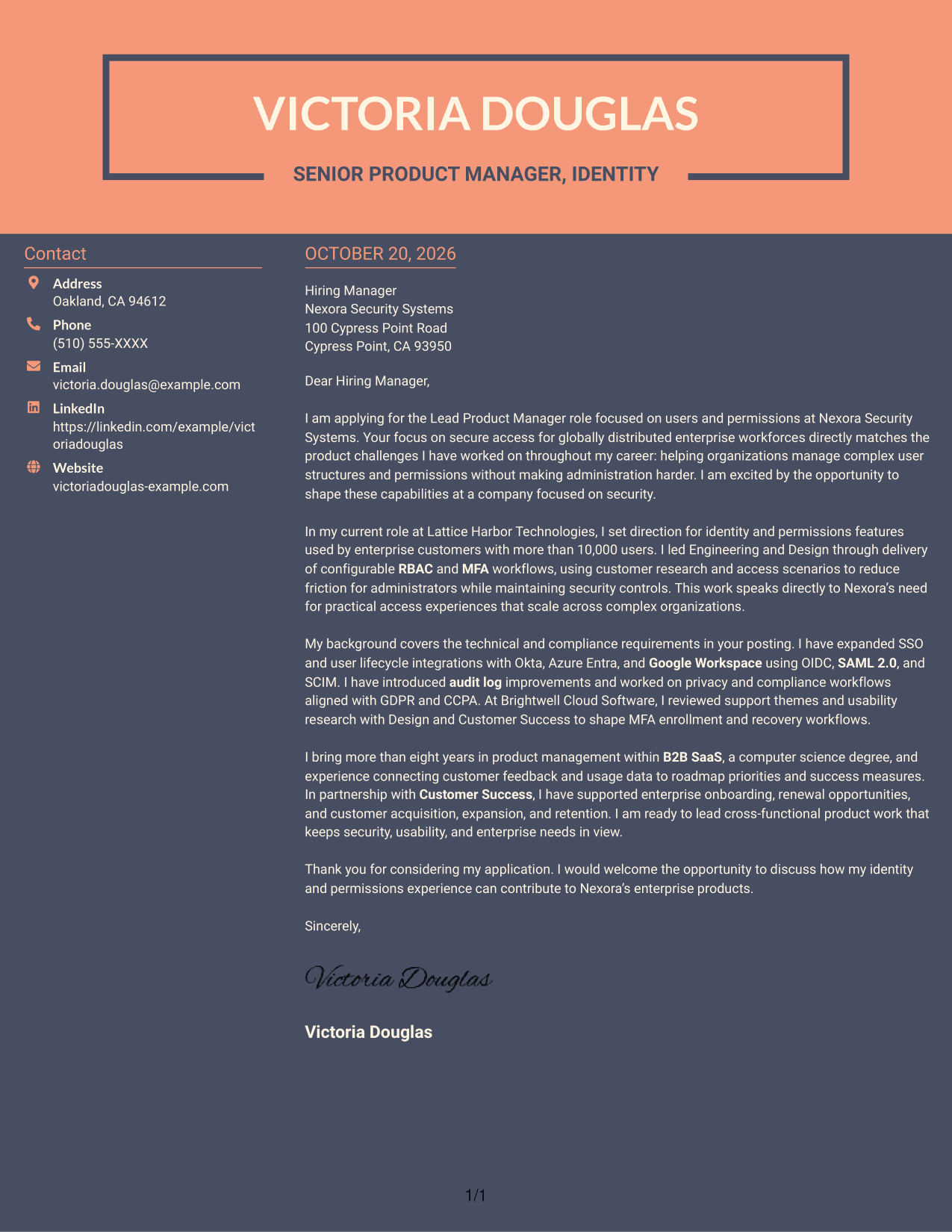 Cover letter example — page 1