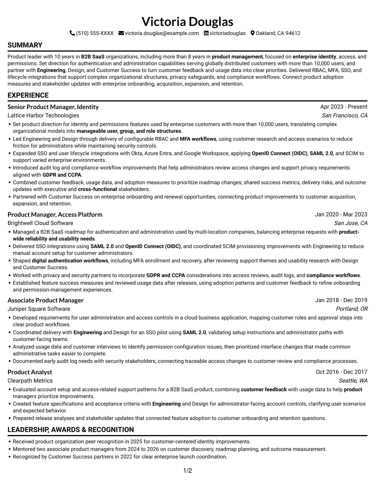 Resume example — page 1