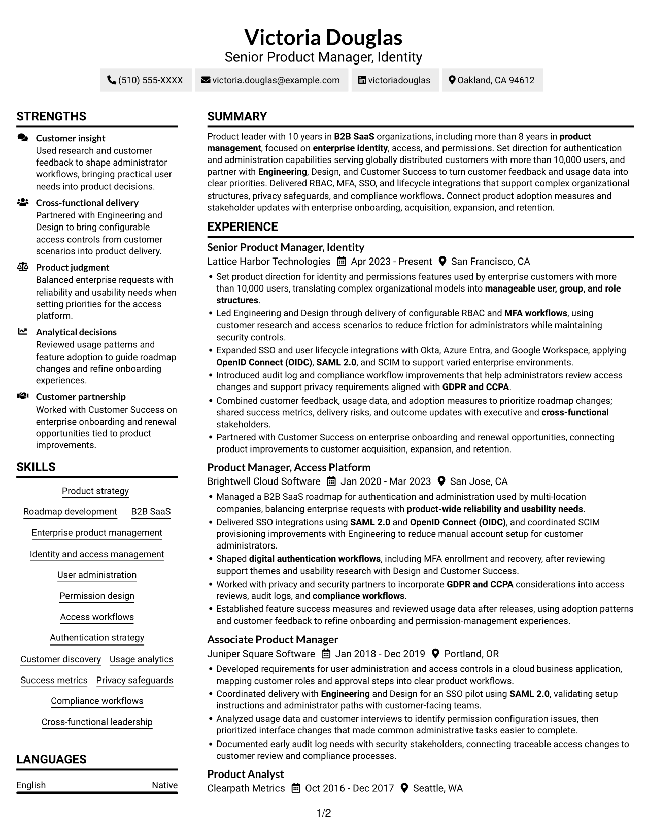 Resume example — page 1